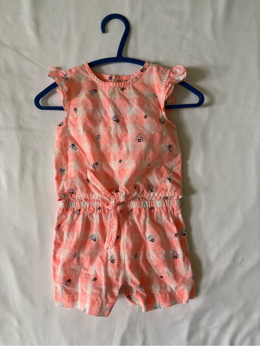 🌸Baby Girl Pink Plaid Tie-Waist Romper